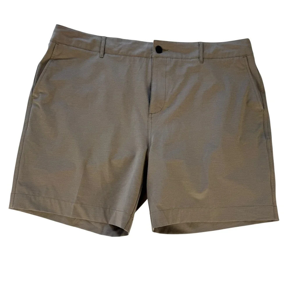 Faherty All Day Shorts Mens 40 Khaki Tan Stretch Hybrid Recycled Blend 7 Inseam